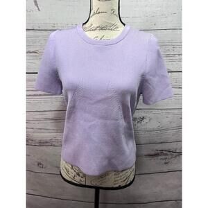 Express XL Purple Ribbed Body Contour Short‎ Sleeve Pullover Sweater